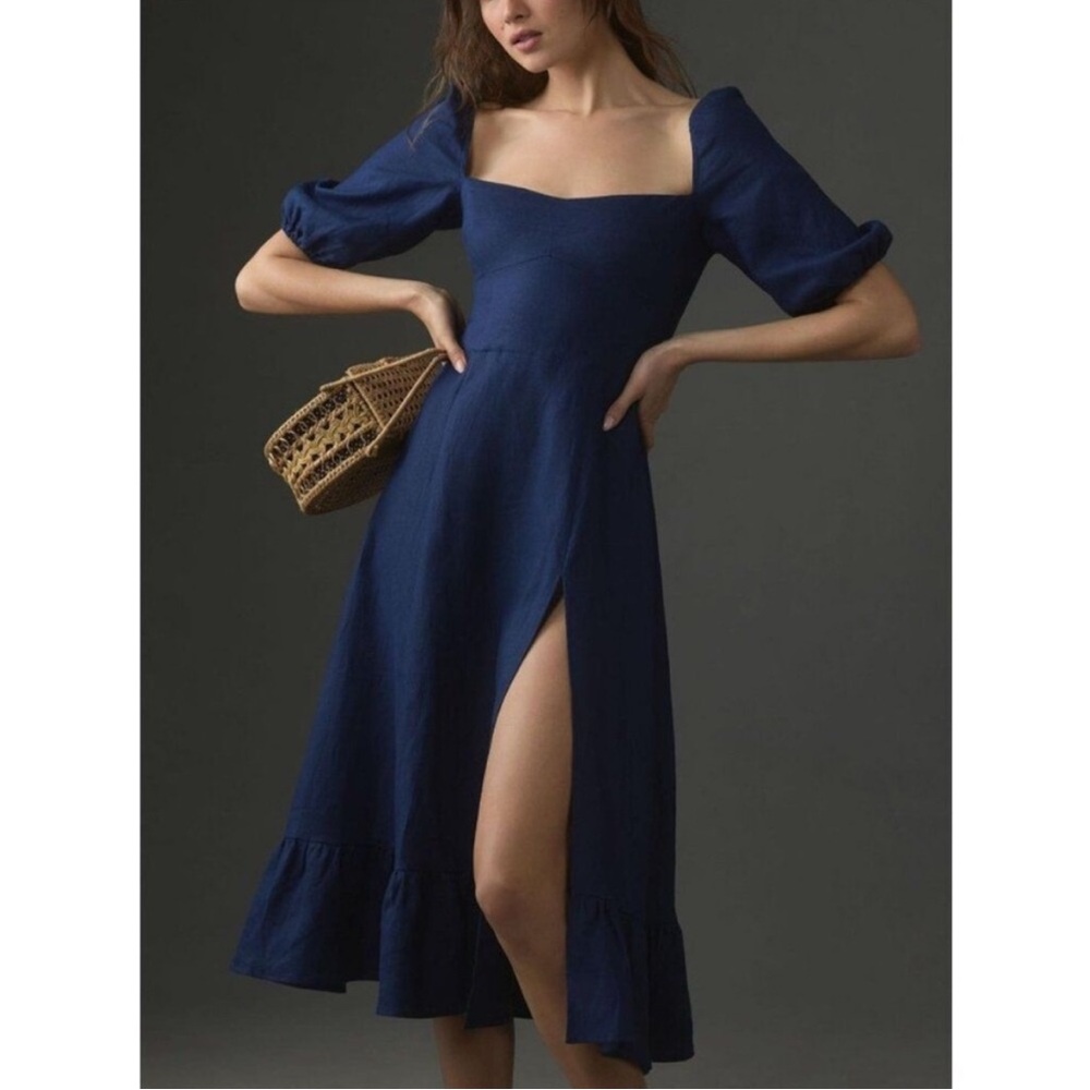 Reformation Women's Belgium Puff-Sleeve Linen Dress